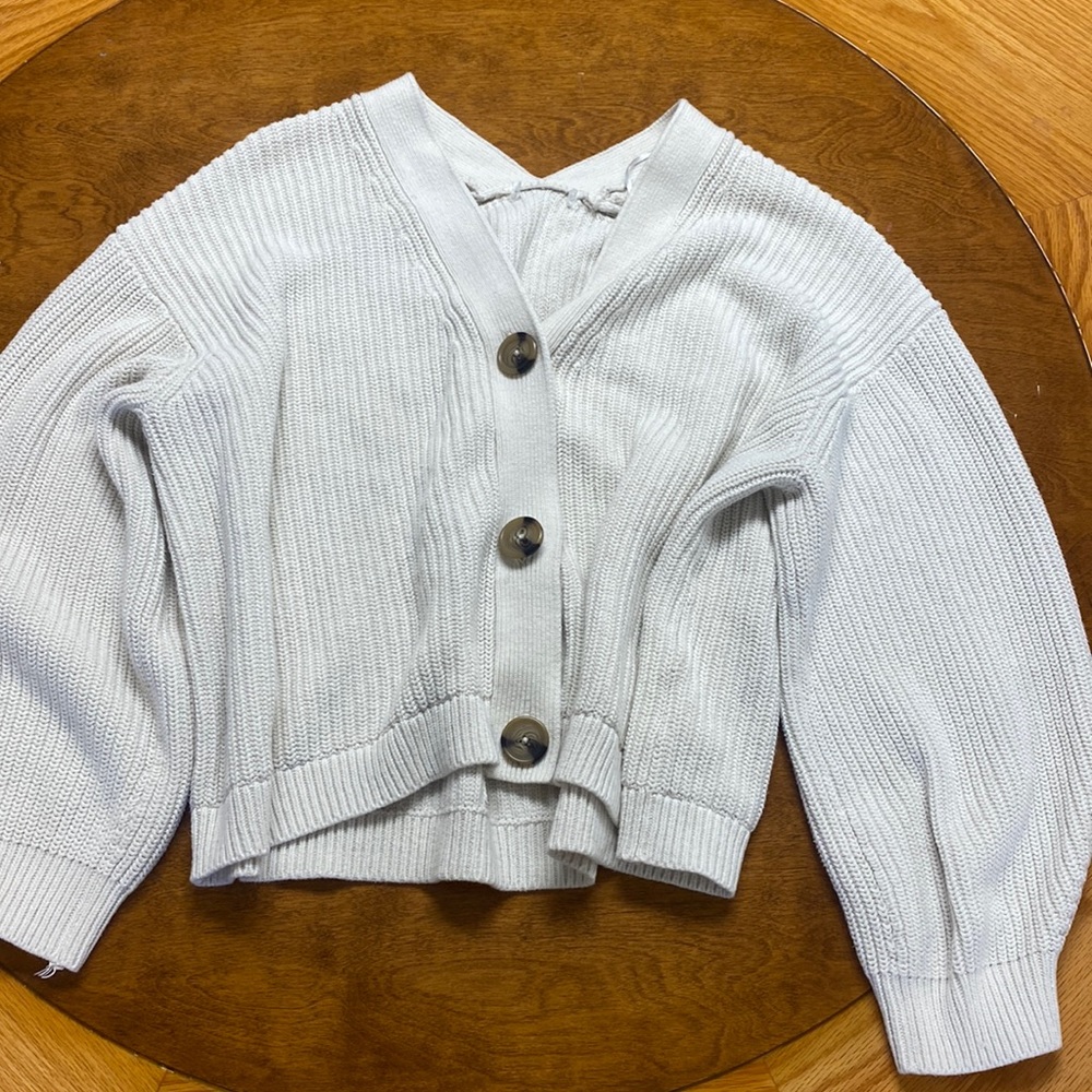 -off white knitted cardigan